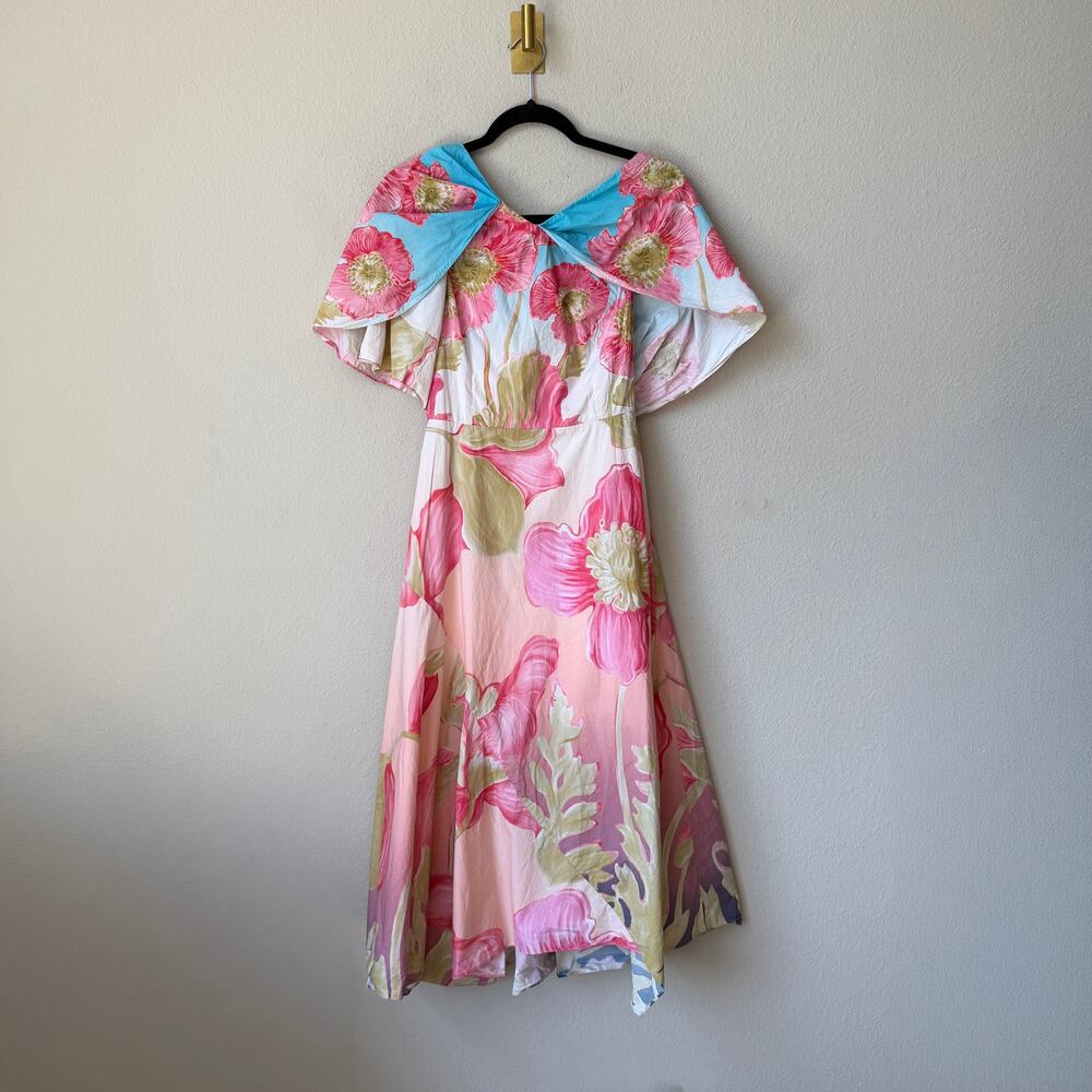 Peter Pilotto Pink Floral Cotton Asymmetric Dress Size 2 - Picture 3 of 6
